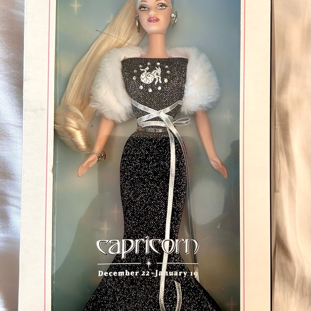 Capricorn Barbie Doll in Black and White Gown